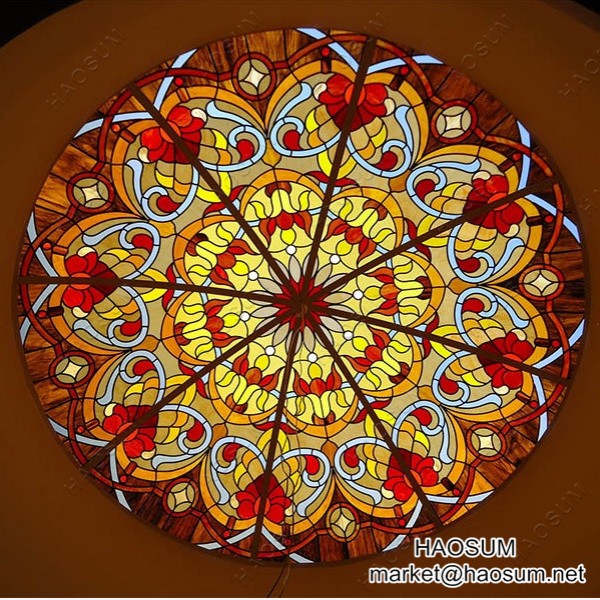 Stained Glass tiffany stained glass ceiling dome with Metal frame