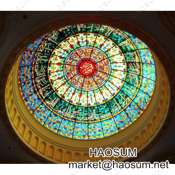 blue green classic stained glass mosque dome