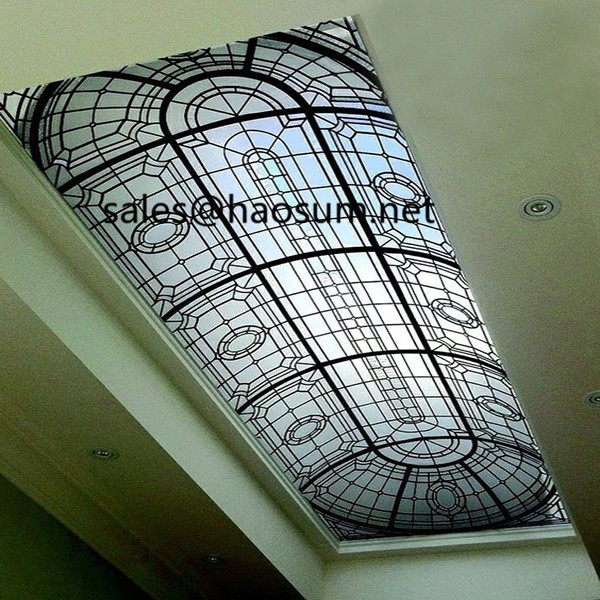 Handmade Tiffany clear stained glass roof skylight