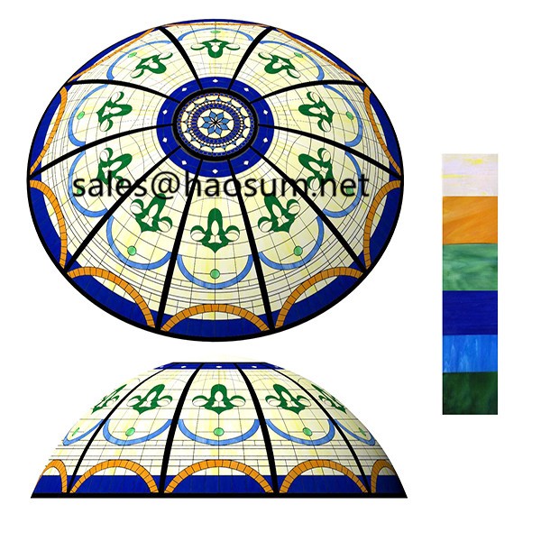 Stained glass ceiling dome tiffany glass skylight for ceiling roof 