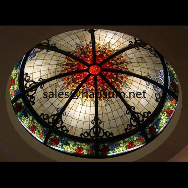 HAOSUM Muslim Style Customized  Steel Structure Stained Glass Ceiling Dome 