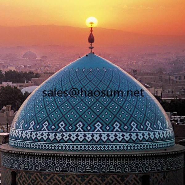 HAOSUM Steel Dome Structure Stained Glass Blue Mosque Tower