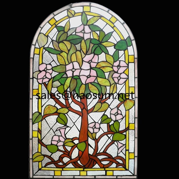 FoShan HAOSUM Prefabricated deign new style flowers stained glass window and door 
