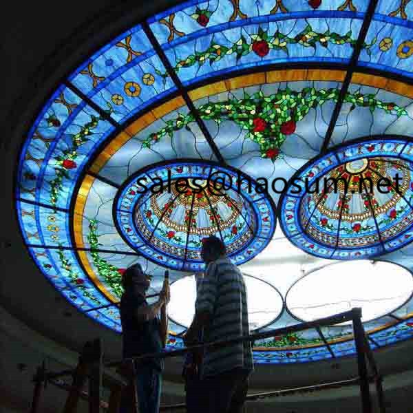 FoShan HAOSUM High Quality Steel Structure Stained Glass Dome 