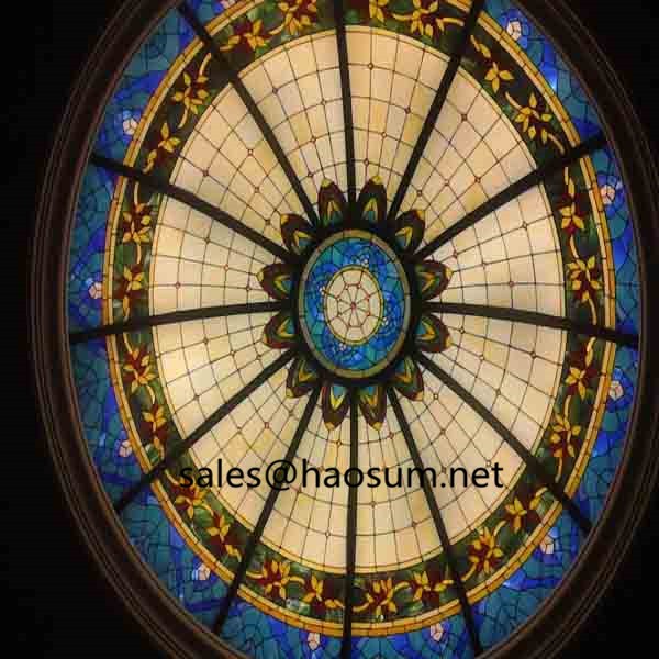 FoShan HAOSUM Tiffany-style stained glass and steel ceiling domes for home hotel decorative roofs