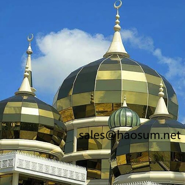 FoShan HAOSUM customized prefabricated golden mosque dome design with glass or metal roof panel skylight