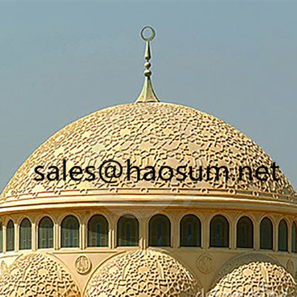 FoShan HAOSUM Muslim design prefabricated steel structure GRC mosques dome masjid roof concrete base