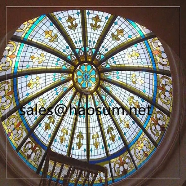 Prefabricated steel structure indoor outdoor mosaic stained glass dome skylight