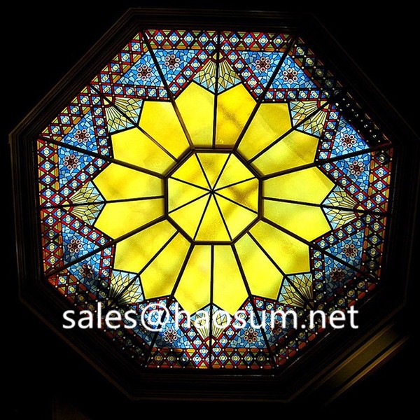 Prefabricated Steel Structure Mosaic Stained Glass Dome Mosque Ceiling
