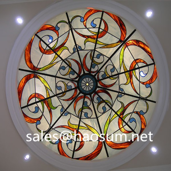 FoShan HAOSUM stained glass roof ceiling dome with customized patterns