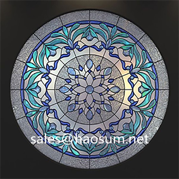 Prefabricated light luxury steel structure stained glass dome for ceiling family decoration church Hotel 