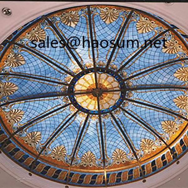 FoShan HAOSUM stained glass roof ceiling dome with customized patterns 