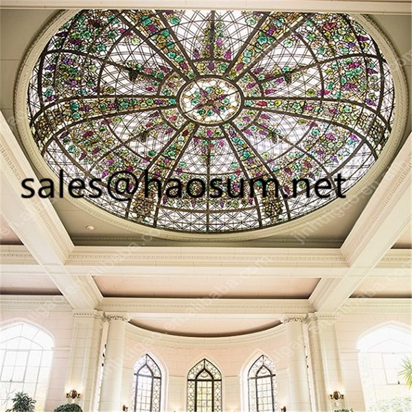 HAOSUM Beautiful Stained glass ceiling skylight dome for assembly hall decoration