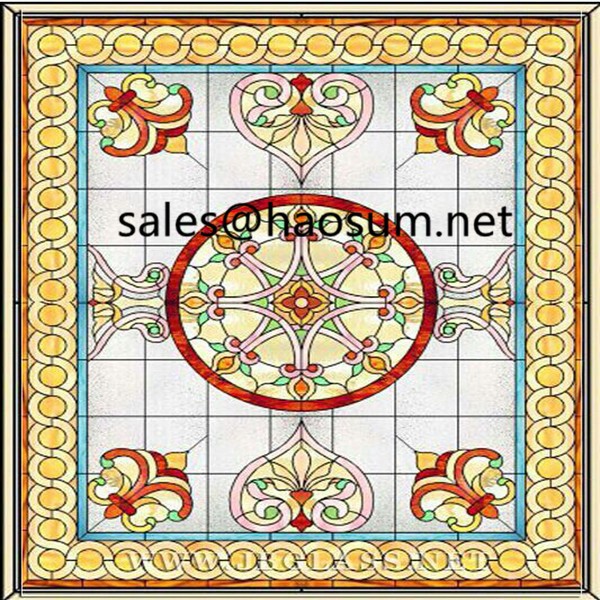 copper foil tempered stained glass window fancy mosaic patterned tiffany glass stained glass window