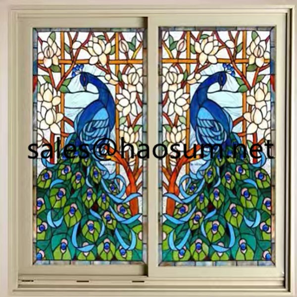 FoShan HAOSUM Tiffany Style Stained Glass Window Peacock Design