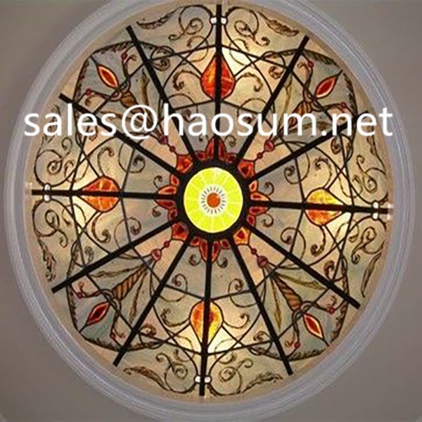Steel structure stained glass ceiling dome