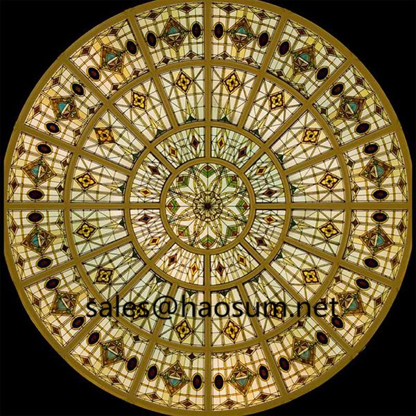 Stained glass dome metal with frame stained glass skylight roof