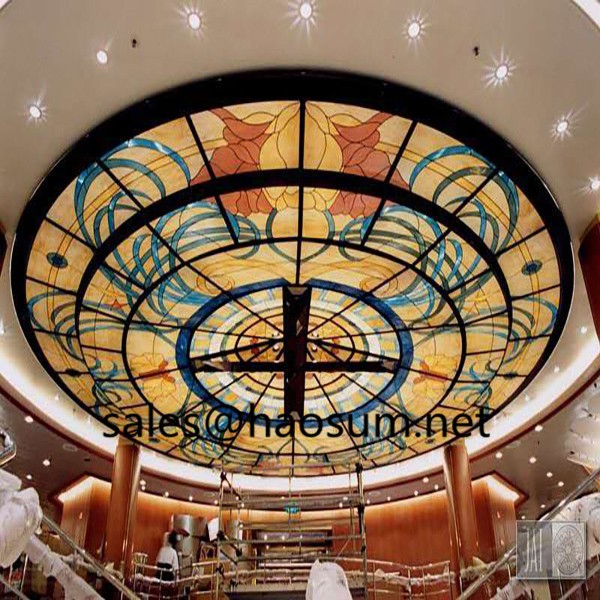 Decorative tempered glass dome roof steel structure skylight stained glass ceiling dome