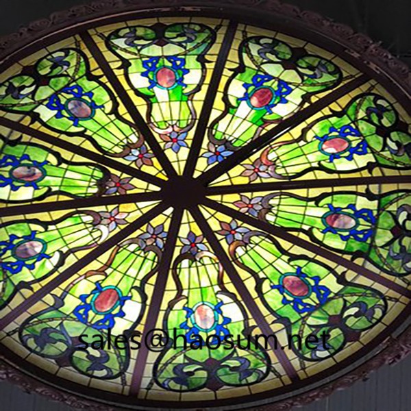 Beautiful stained glass design metal structure skylight dome  
