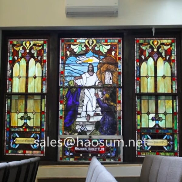 Customization Hotel shopping mall living room Ultra-large artistic stained glass newest art glass
