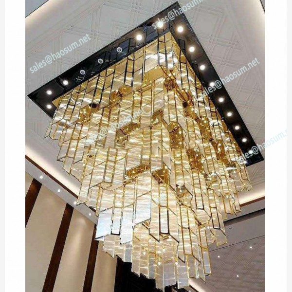 FoShan Haosum Indoor Luxury Tiffany Stained Glass Crystal Chandeliers For Hotels