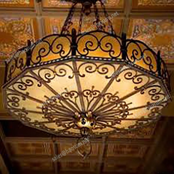 Tiffany Large Stained Glass Pendant Baroque Chandelier Lamp for Hotel Lobby