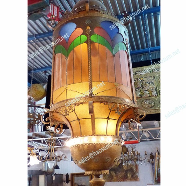 Arabic full copper stained glass chandelier diffuse coffee aisle bar Ceiling Lights villa hang lamp fashion elegant Muslim 