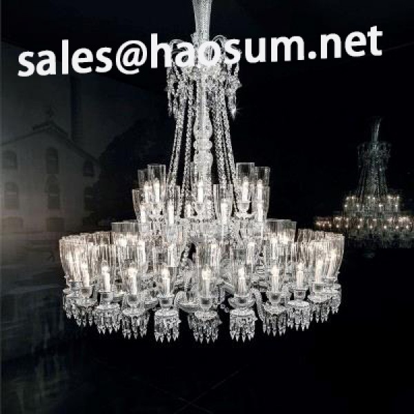 64 Lights Clear Baccarat Chandelier with Glass Shades
