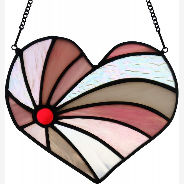 Gift for Mom Heart Suncatcher Stained Glass Window Hangings, Heart Shaped Birthday Gift for Grandma Aunt Sister Parents, for Women Couple Annivesary