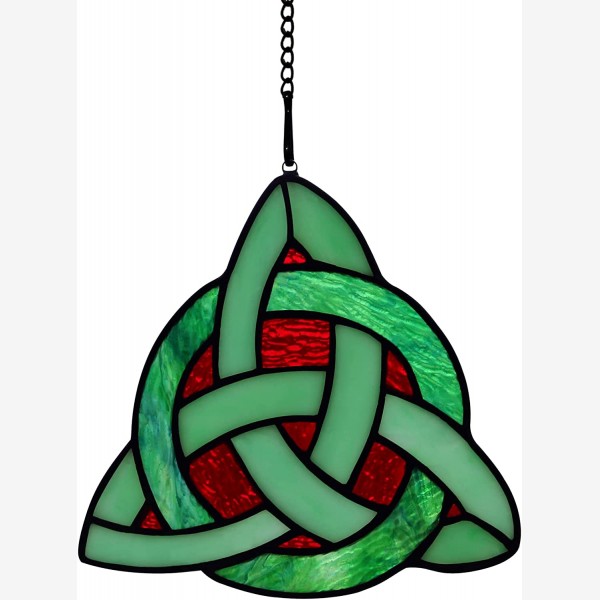 HAOSUM Celtic Trinity Knot Stained Glass Window Hanging,St Patrick's Day Gift Accessories for Women,Teens and Girls,Irish Decor for Bedroom