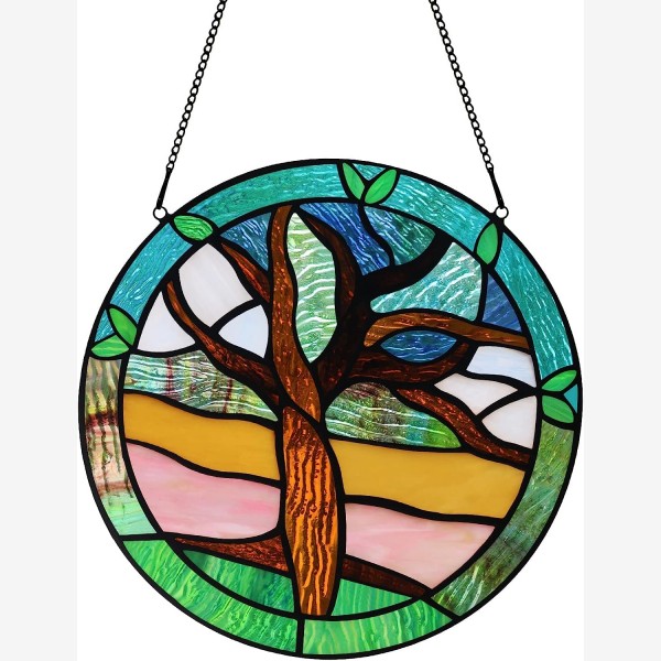 HAOSUM Tree of Life Stained Glass Window Hangings,Tree of Life Suncatchers Home Decoration, Handmade Gift for Mothers,Fathers and Lovers.