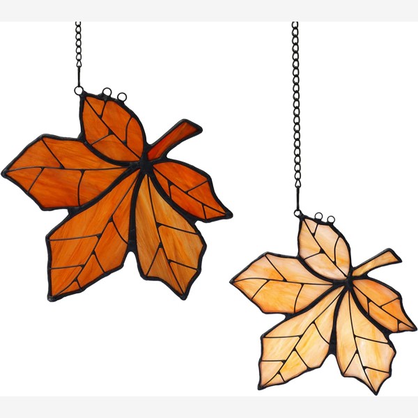 HAOSUM Maple Leaves Suncatcher for Window,Stained Glass Window Hanging, Home Decorations,Fall Leaves Decor, Gifts for Women