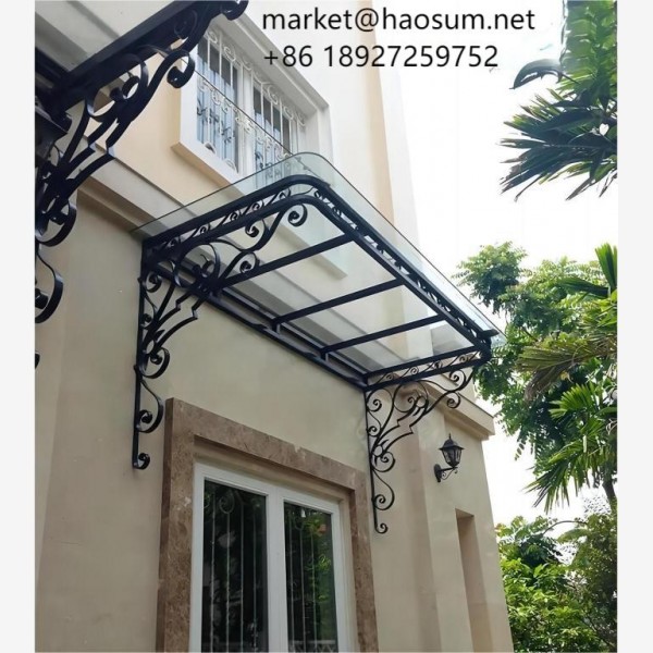 custom design high quality modern style front door outdoor entrance canopies wrought iron awning pergola
