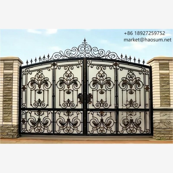 Luxury design round arched interior exterior front double glass wrought iron doors prices for villa home