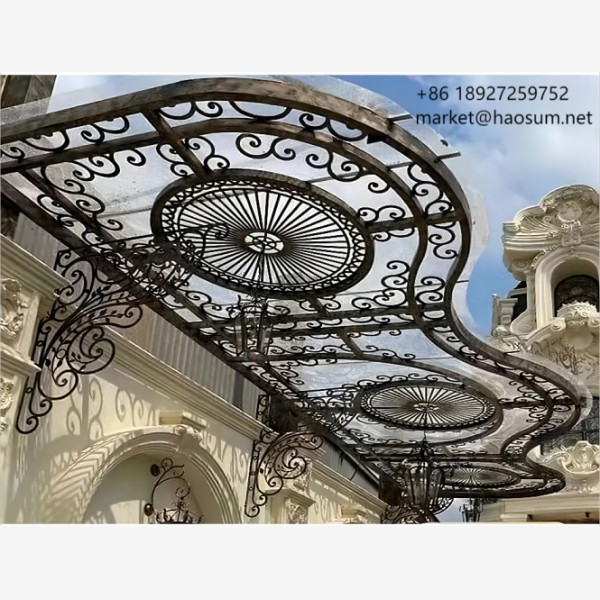 Custom design high quality modern style front door outdoor entrance canopies wrought iron awning pergola
