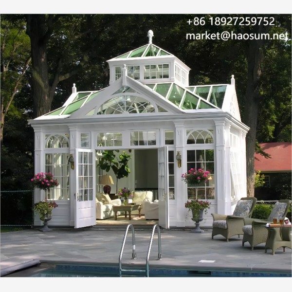 Large Outdoor Sunroom Greenhouse Decor Glass Roof European Cast Wrought Iron Gazebo