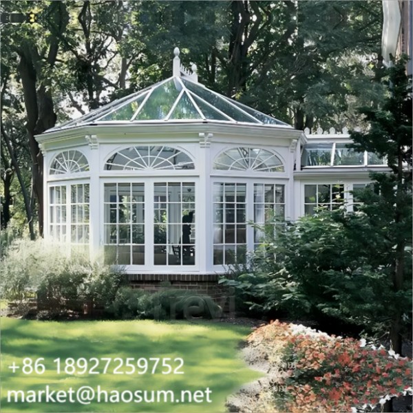 Ornamental White Metal Greenhouse Glass House Iron Gazebo Sunroom