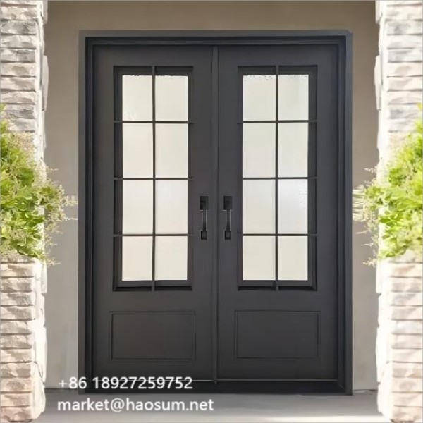 American Arch Door French Entry Exterior Entrance Patio Steel Double Front Wrought Iron Doors