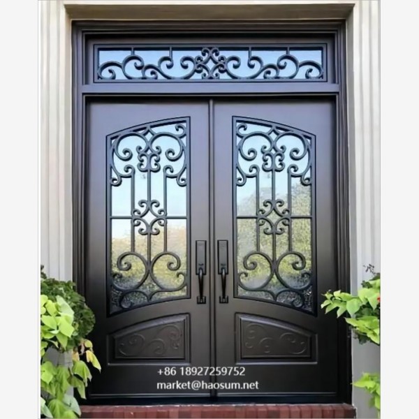 Customized Antique wrought iron entry door for Villa Classic steel front door Entrance door