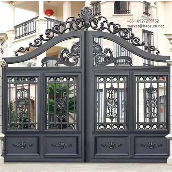 Decorative fancy sheet iron main gate designs wrought iron gate