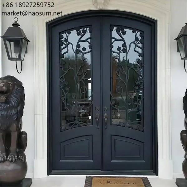 Customized size balcony french wrought iron safety door design