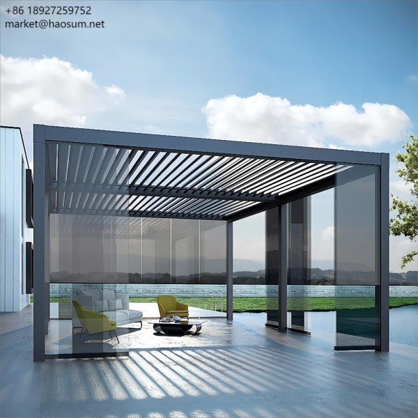 Outdoor Gazebo Modern Aluminium Louvre Roof Bioclimatic Pergola for Sunshade