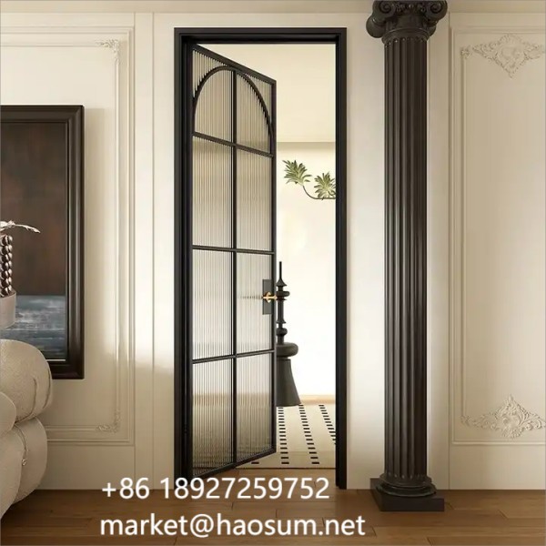 Wholesale Price French Door Black Aluminum Metal Framed Front French Door French Casement Doors